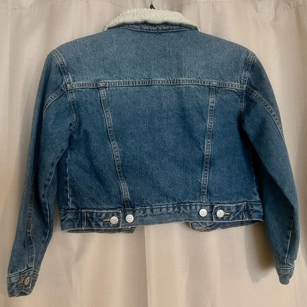 Old Navy Sherpa Lined Denim Jacket Girls L (10–12) Blue Trucker